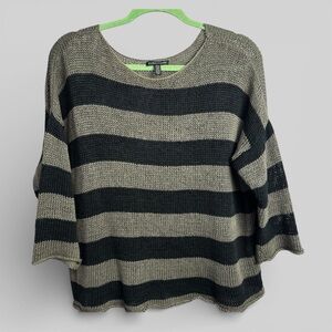 Eileen Fisher olive green organic cotton knit pullover sweater size large preppy